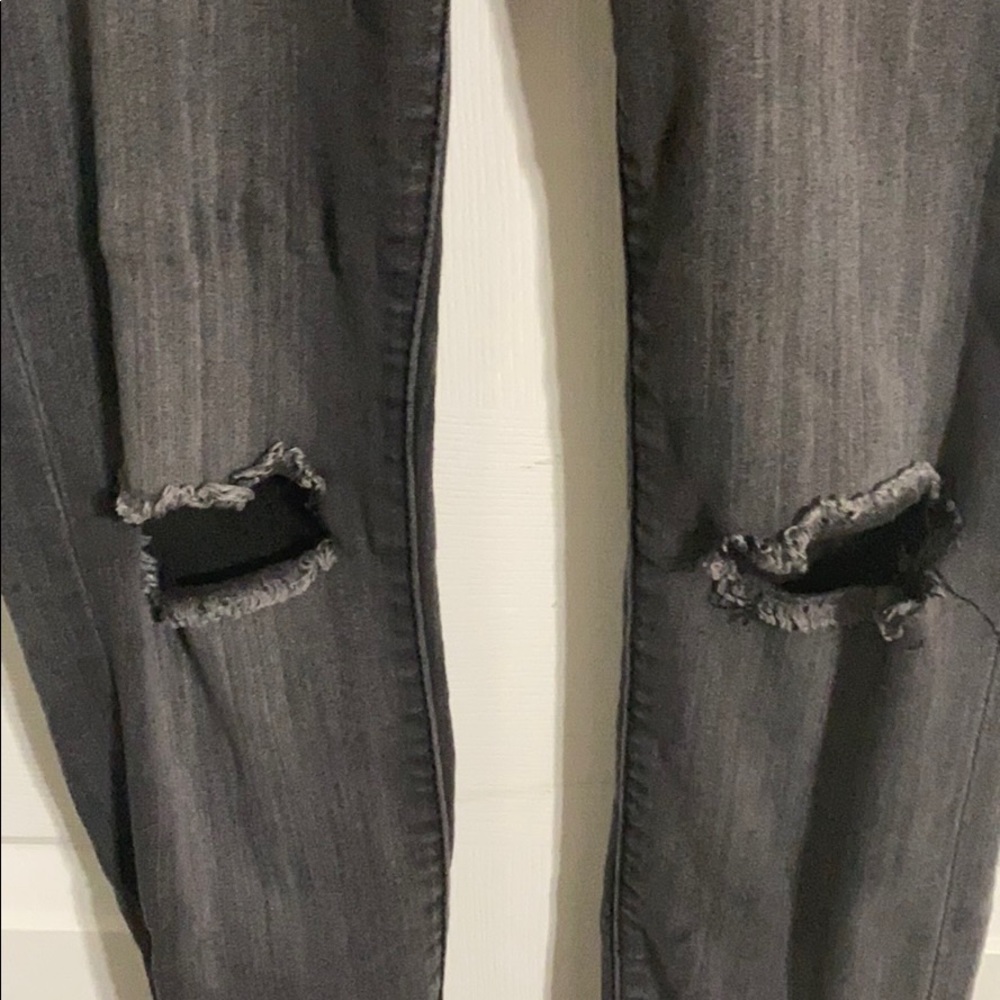 Dark Gray Ripped Jeggings - Picture 2 of 5